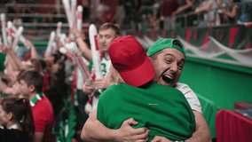 Crazy football fans. Baseball game arena. Volleyball happy team. Soccer goal stadium. Crowd watch basketball cup. Couple date tennis stands. Rugby goal. Man win cricket score. Guy fan joy hockey sport - Powered by Shutterstock - Get 15% off with code: PIKWIZARD15