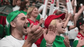 Crazy football fans. Baseball game arena. Volleyball happy team. Soccer goal stadium. Crowd watch basketball cup. Couple date tennis stands. Rugby goal. Man win cricket score. Guy fan joy hockey sport - Powered by Shutterstock - Get 15% off with code: PIKWIZARD15