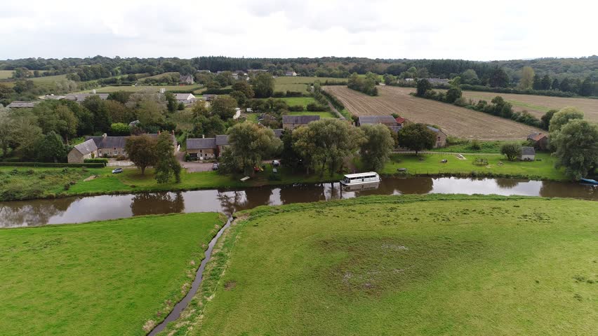 Barge on the Douve, in the Cotentin, Normandy, France