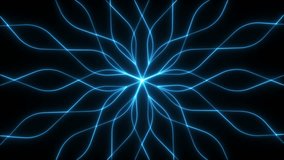 Glowing neon laser wavy lines animation. Abstract futuristic curve line texture digital technology background. Light blue energy concept. Seamless loop animation. 4K footage