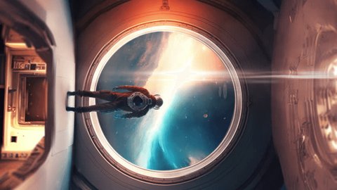 Astronaus on Epic Journey Through The Universe: Exploring Planets, Galaxies and Beyond With Cutting-Edge Space Technology and Futuristic Science 스톡 비디오