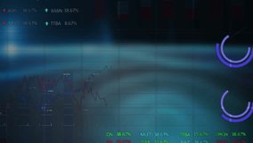 Animation of multiple graphs and trading boards against abstract background. Digitally generated, hologram, illustration, stock market, report, business and technology concept. - Powered by Shutterstock - Get 15% off with code: PIKWIZARD15