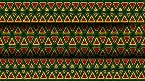 Ethnic vintage ornament of triangular patterns in red, yellow and green colors with top and bottom borders. Movement up and down the bottom border. - Powered by Shutterstock - Get 15% off with code: PIKWIZARD15