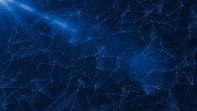 Abstract blue glowing energy lines and triangles plexus triangulation scientific futuristic high tech background. Video 4k, motion design
