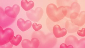Looped background with flying blurry hearts and Happy Valentine's Day calligraphy appearing. Pink cute background for Valentine's Day