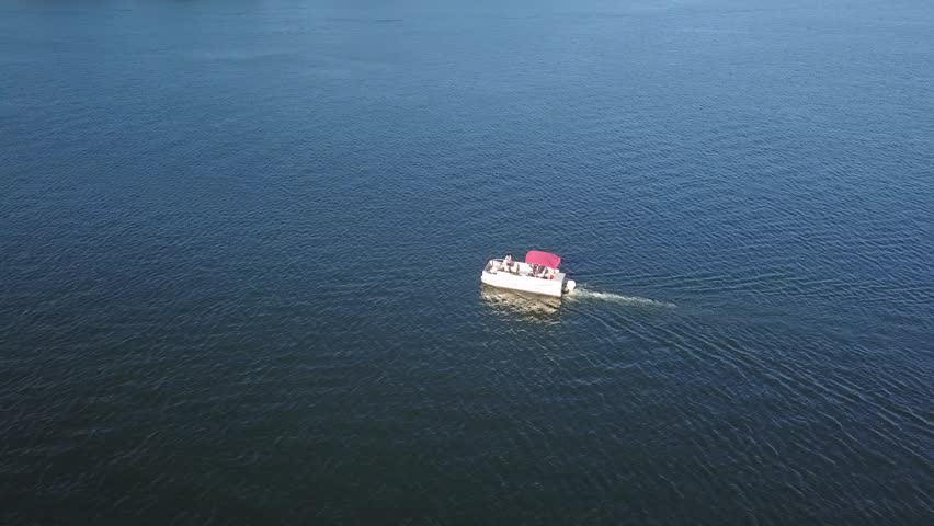 Aerial footage of Pontoon on Michigan