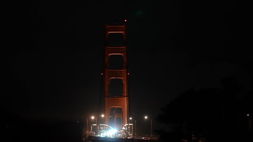 Night view of the Golden Gate bridge in San Francisco.