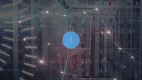 Animation of network of digital icons and 5g text over round scanner against computer server room. Global networking and business data storage technology concept - Powered by Shutterstock - Get 15% off with code: PIKWIZARD15