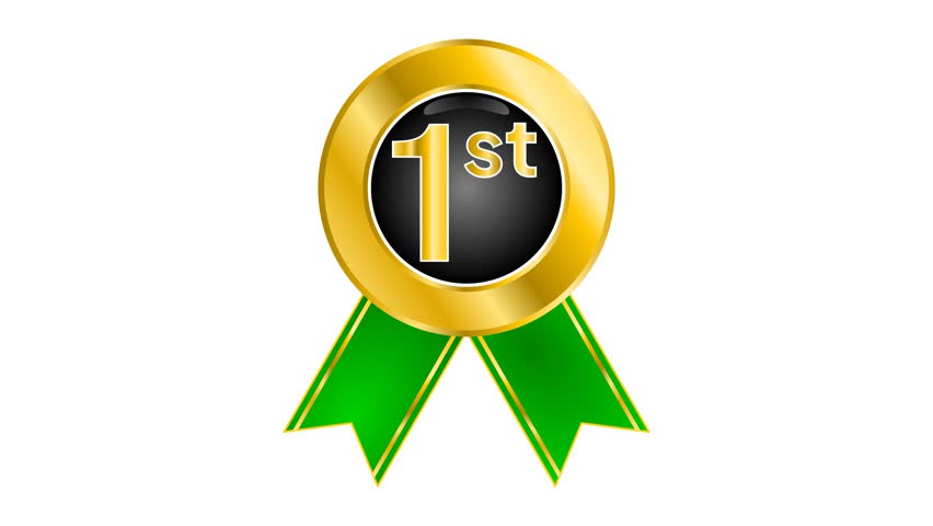 Animated video for gold medal with ribbon for first place winner
