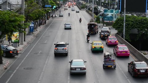 Time Lapse of City Traffic - Downtown Bangkok Thailand - Circa May 2015