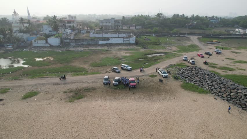 Beach at dusk in the vicinity of Tamil Nadu
