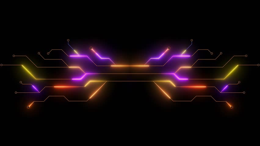 Abtract neon citcuit board background.Technology motherboard elements.Podium for technology advertising.