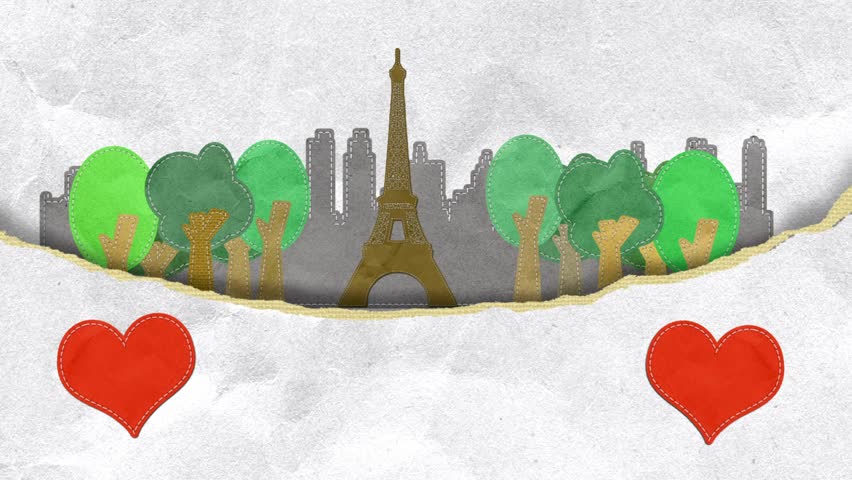 Love illustration with Eiffel tower background and white color | Shutterstock HD Video #1100023117