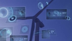 Animation of data processing with scope scanning over wind turbine. Global connections, computing and digital interface concept digitally generated video. - Powered by Shutterstock - Get 15% off with code: PIKWIZARD15