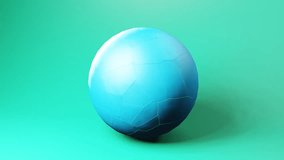 Breaking sphere into small pieces deformation geometric video animation background. Looping 3D motion graphics design