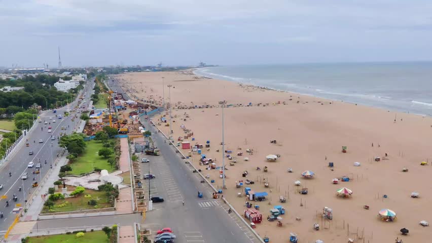 View of marina beach from chennai light house.