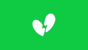 Valentine Heart Broken Animated Sticker, Outline Doodle Hand Drawn Style. Valentine's Day Scribble Grunge Icon Concept on Green Screen Background. 4k Ultra HD Video Motion Graphic Animation.