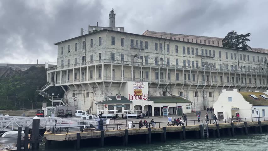 San Francisco, USA; February 10, 2023: The famous Alcatraz penitentiary, this prison is located in the middle of the bay of the city of San Francisco in the United States of America.