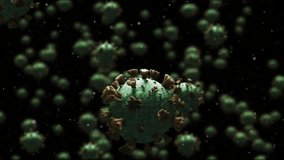Multiple covid-19 cells and white particles floating against copy space on black background. covid-19 coronavirus pandemic concept - Powered by Shutterstock - Get 15% off with code: PIKWIZARD15