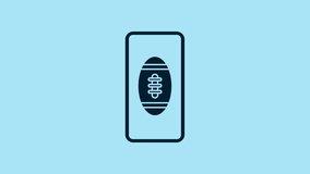 Blue Smartphone with american football ball on the screen icon isolated on blue background. Online football game for mobile phone. 4K Video motion graphic animation. - Powered by Shutterstock - Get 15% off with code: PIKWIZARD15