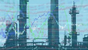 Animation of financial data processing over factory. global business, finances, connections and digital interface concept digitally generated video. - Powered by Shutterstock - Get 15% off with code: PIKWIZARD15