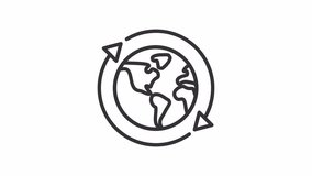 Animated global exchange linear icon. International trade and business. Import, export. Seamless loop HD video with alpha channel on transparent background. Outline motion graphic animation