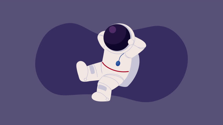 astronaut relaxed comic character animation ,4k video animated