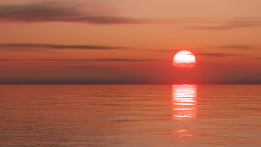 Futuristic retro sunset over a waving ocean.