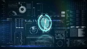 Animation of clock moving over diverse data on navy digital screen. time, data processing, technology and digital interface concept digitally generated video. - Powered by Shutterstock - Get 15% off with code: PIKWIZARD15