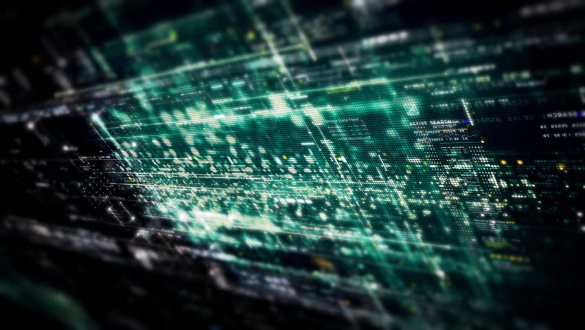 Futuristic abstract de-focus data matrix, meta, metaverse, telemetry and encrypt numbers display with particles simulation in cyber space environment for head up display background | Shutterstock HD Video #1100064621
