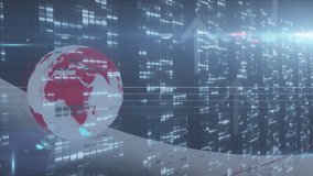 Animation of globe over data processing on navy background. global covid 19 pandemic, science and digital interface concept digitally generated video. - Powered by Shutterstock - Get 15% off with code: PIKWIZARD15