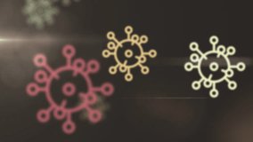 Animation of virus cells over graphs on brown background. global covid 19 pandemic, science and digital interface concept digitally generated video. - Powered by Shutterstock - Get 15% off with code: PIKWIZARD15