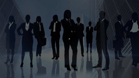 Animation of network of connections and businesspeople silhouettes over servers. business, finance, connections, technology and digital interface digitally generated video. - Powered by Shutterstock - Get 15% off with code: PIKWIZARD15