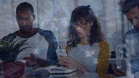 Animation of data processing over diverse business people using electronic devices. global business, connections and data processing concept digitally generated video. - Powered by Shutterstock - Get 15% off with code: PIKWIZARD15