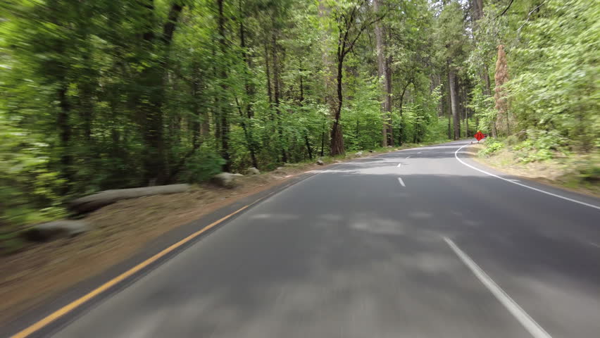 Yosemite Valley Front View 4 Southbound 01 Bridalveil Fall to El Capitan Road Driving Plate California USA World Heritage Site