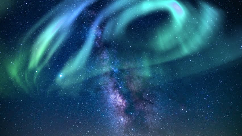 Milky Way Galaxy Aurora Green Loop South | Shutterstock HD Video #1100068777