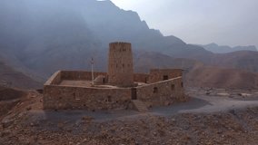 The Musandam Governorate is a mountainous Omani peninsula projecting into the Strait of Hormuz, separated from the rest of the country by the United Arab Emirates. Its jagged coastline features fjordl