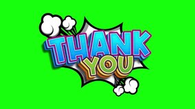 Animated Thank You, colorful, 3D lettering with a comic style on green screen that looks like letters. Great for video introduction, 4K Footage Animation. - Powered by Shutterstock - Get 15% off with code: PIKWIZARD15