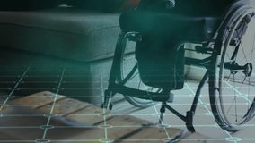 Animation of data processing over disabled caucasian man using vr headset. global technology, connections and digital interface concept digitally generated video. - Powered by Shutterstock - Get 15% off with code: PIKWIZARD15