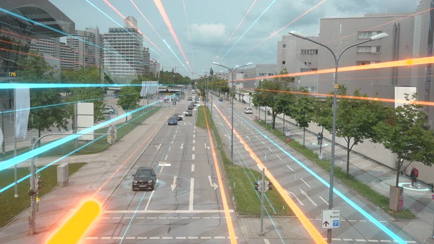 Communication network concept in smart city. Artificial Intelligence technology, digital city, 5g networks | Shutterstock HD Video #1100073309