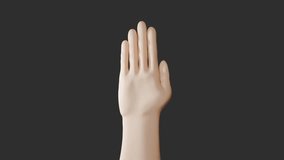 3D rendering of hand signal for help isolated on dark gray background, 4k resolution.