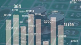 Animation of numbers and data processing over casino chips and game board. gambling, money and data processing concept digitally generated video. - Powered by Shutterstock - Get 15% off with code: PIKWIZARD15