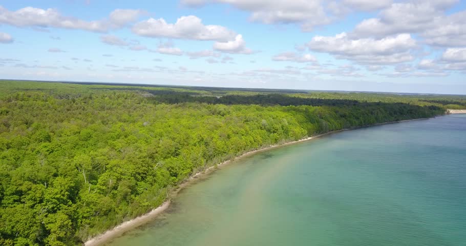 Aerial footage of Lake Michigan