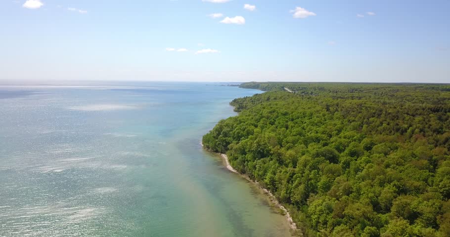 Aerial footage of Lake Michigan
