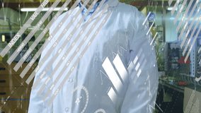 Animation of diverse data over caucasian male lab worker. network, connections, science and technology concept digitally generated video. - Powered by Shutterstock - Get 15% off with code: PIKWIZARD15