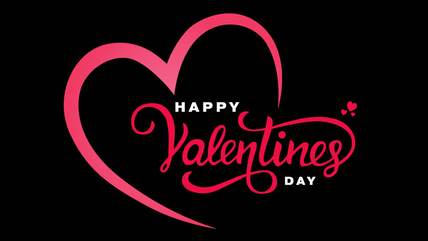 Happy valentines day handwritten animated text in transparent