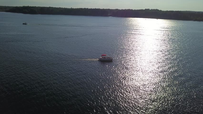 Aerial footage of Pontoon on Michigan