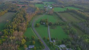 full Aerial video of the historic sights of Joseph Smith family farm, frame house, temple, visitors center, sacred grove in Palmyra New York Origin locations for the Mormons and the book of Mormon.