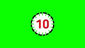 4K countdown cartoon animation number 10 to 1 on green screen. animation number on green background using for sport or competition. chroma key and illuminated