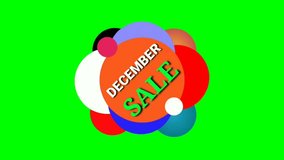 December SALE Flat Style Sticker Banner Colorful Label Popup Promotional Animation 4K on green screen. Sale, Discounts, Deals, Special Offers or December event - Powered by Shutterstock - Get 15% off with code: PIKWIZARD15
